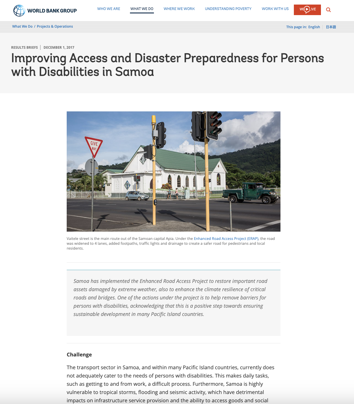 The World Bank (2017) Improving Access and Disaster Preparedness for ...